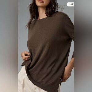 Merino Wool Anthropology Maeve  Oversized Crew-Neck Sweater Size XS ~ fits Large